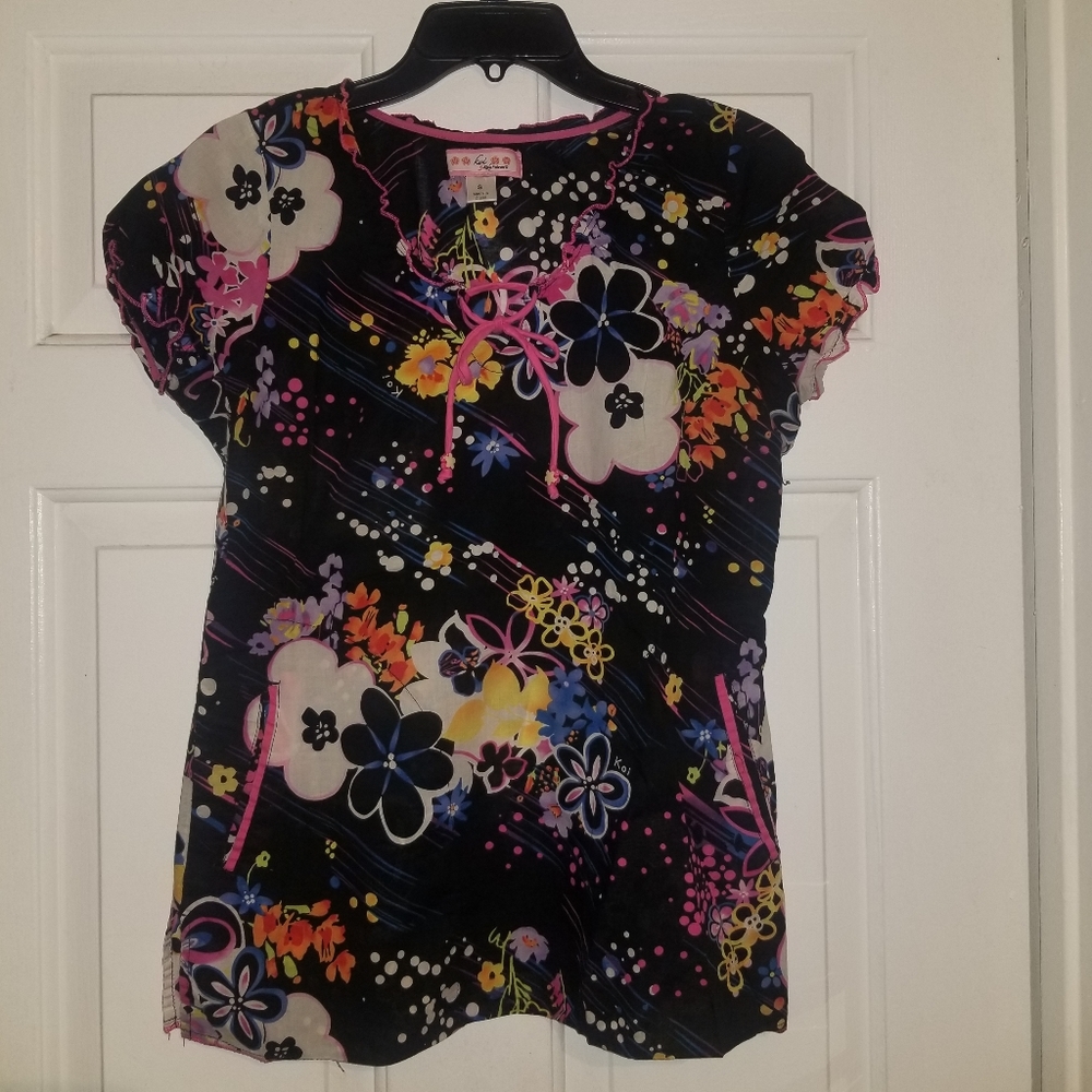 Koi Kathy Peterson Small medical scrub top